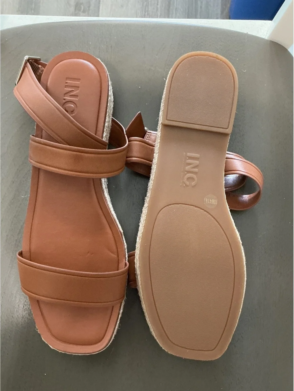 Womans Size 10 INC Cognac Strappy Ankle Strap Sandal Espadrille